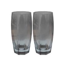 Copos de Vidro 370ml Cinza Florida Agua Suco Vinho 2 Unidade