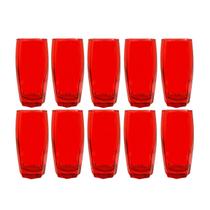 Copos de Vidro 370ml Vermelho Florida Agua Suco Vinho 10 Un Copos de Vidro 370ml Vermelho Florida Agua Suco Vinho 10 Un