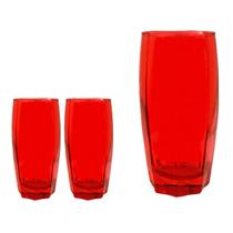 Copos de Vidro 370ml Vermelho Florida Agua Suco Vinho 2 Un - CRISTAR