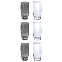 Copos de Vidro - 6 Peças - 2 Cores - Cinza e Transparente 370ML Copos de Vidro - 6 Peças - 2 Cores - Cinza e Transparente 370ML