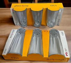 Copos de Vidro Altos 330 ml Ayla G4U Conj. c/ 6 Copos (2 luvas c/ 3 Copos cada)