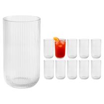 Copos De Vidro Canelado 450ML Ideal Vitamina Suco Bebidas 10UN