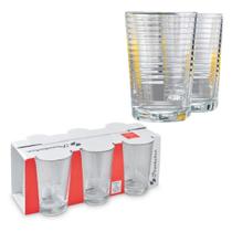 Copos de vidro conjunto doro com 6 unidades copos listrados - Pasabahçe