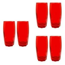 Copos de Vidro Jogo com 6 Florence 370ml Vermelho Luxo Copos de Vidro Jogo com 6 Florence 370ml Vermelho Luxo
