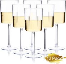 Copos de vinho Ciaell de 10 onças descartáveis de plástico transparente, pacote com 12
