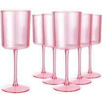 Copos de vinho Ciaell Plastic com nervuras 300 ml rosa 12 unidades