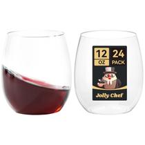 Copos de vinho de plástico descartáveis JOLLY CHEF 350mL (pacote com 24)
