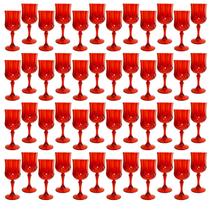 Copos de vinho de plástico LEYIQU, pacote com 48 unidades, vermelho vintage, 17x7cm