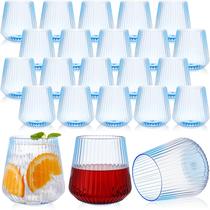 Copos de vinho de plástico Suclain Ribbed Stemless 400 mL (50 unidades)