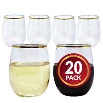 Copos de vinho descartáveis Reli. 350 ml Gold-Rim (pacote com 20) Copos de vinho descartáveis Reli. 350 ml Gold-Rim (pacote com 20)