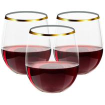 Copos de vinho FOCUSLINE, pacote com 32, 350 ml, aro de plástico dourado