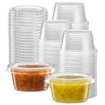 Copos descartáveis de plástico com tampas de 60 ml (200 conjuntos) Copos descartáveis de plástico com tampas de 60 ml (200 conjuntos)