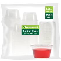 Copos descartáveis de plástico Freshware de 3,25 onças com tampas, 200 conjuntos