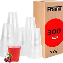 Copos descartáveis FRAMO de 7 onças/200 ml de plástico transparente (pacote com 300)
