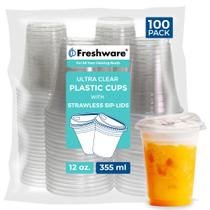 Copos descartáveis Freshware Clear Plastic 350ml (pacote com 100) Copos descartáveis Freshware Clear Plastic 350ml (pacote com 100)