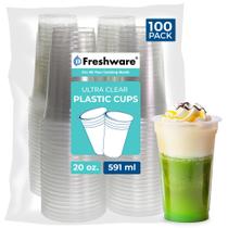 Copos descartáveis Freshware Clear Plastic de 20 onças (pacote com 100)