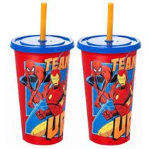 Copos dos Vingadores Marvel Para Festa Infantil Com Canudo - 2 Und
