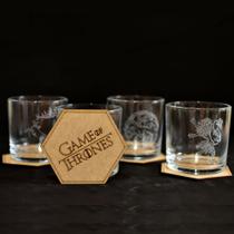 Copos Game Of Thrones Whisky Com Base Madeira Grav. A Laser - Laserarte