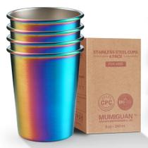 Copos infantis de aço inoxidável MUMIGUAN, 230 ml, pacote com 4 unidades Rainbow
