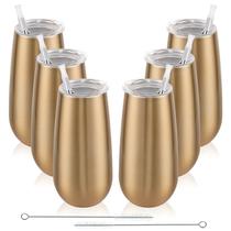 Copos isolados de champanhe Lifecapido 180 ml, pacote com 6 (dourados)