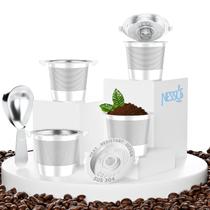 Copos K reutilizáveis NESSUS para Keurig 1.0 em aço inoxidável, pacote com 4