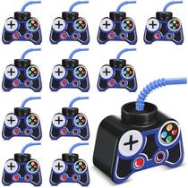 Copos Mifoci Video Gaming, 12 unidades com canudo e tampa, 300 ml, azul para crianças Copos Mifoci Video Gaming, 12 unidades com canudo e tampa, 300 ml, azul para crianças