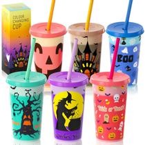 Copos OOINQQ Halloween Color Changing 350 ml para crianças, 6 unidades