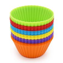 Copos para assar cupcakes de silicone MODENGKONGJIAN, pacote com 24, multicoloridos