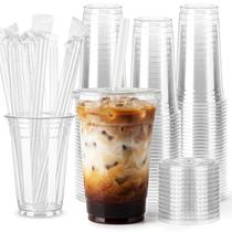 Copos para Beber SAEUYVB 590 ml Plástico Transparente Pacote com 100 Unidades e Tampas Copos para Beber SAEUYVB 590 ml Plástico Transparente Pacote com 100 Unidades e Tampas
