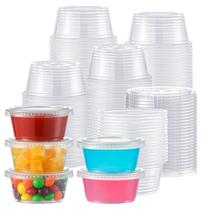 Copos para porções AOZITA 100 conjuntos de 100 ml com tampas de plástico transparente