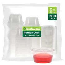 Copos para porções de plástico Freshware 60 ml com tampas, 200 conjuntos