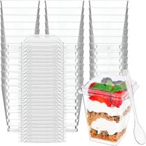 Copos para Sobremesa Zezzxu 150 ml Pacote com 100 Unidades com Tampas e Colheres Copos para Sobremesa Zezzxu 150 ml Pacote com 100 Unidades com Tampas e Colheres