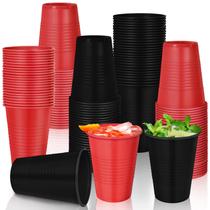 Copos plásticos descartáveis Funnymoom, 100 unidades, vermelhos, pretos, 350 ml Copos plásticos descartáveis Funnymoom, 100 unidades, vermelhos, pretos, 350 ml