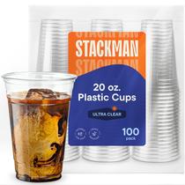 Copos plásticos descartáveis Stack Man 20 onças (600 mL), pacote com 100