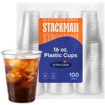 Copos plásticos descartáveis Stack Man Crystal Clear 473 ml, pacote com 100 Copos plásticos descartáveis Stack Man Crystal Clear 473 ml, pacote com 100