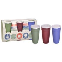 Copos Plásticos Kit 3 Unidades Com Tampa Protetora BPA Free 470 Ml Resistente Copos Plásticos Kit 3 Unidades Com Tampa Protetora BPA Free 470 Ml Resistente