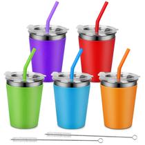 Copos Rommeka Kids 350 ml de aço inoxidável com tampas e canudos Copos Rommeka Kids 350 ml de aço inoxidável com tampas e canudos