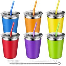 Copos Sippy Cups Vermida Kids 350 ml em aço inoxidável, pacote com 6 unidades de 1 a 3 anos
