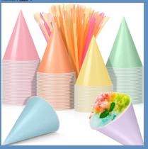Copos Snow Cone Boao 100 peças e canudos de colher 130 ml Copos Snow Cone Boao 100 peças e canudos de colher 130 ml