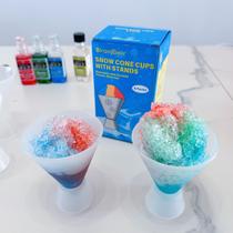 Copos Snow Cone StrongBear, pacote com 6, 180 ml, reutilizáveis com suporte transparente Copos Snow Cone StrongBear, pacote com 6, 180 ml, reutilizáveis com suporte transparente