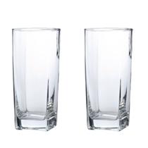 Copos Texas BALI Quadrado Vidro Transparente Mesa Posta 320ml 2 UNIDADES