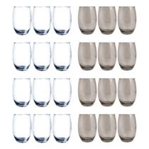 Copos Vidro 450ml 12 Transparente / 12 Cinza California 24 Unid Copos Vidro 450ml 12 Transparente / 12 Cinza California 24 Unid