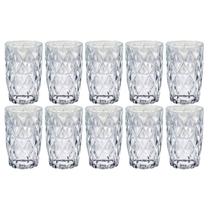 Copos Vidro Grosso Modelo Diamante 370 ML Transparente - 10 Un