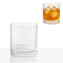 Copos Vidro Quadrado Texturizado 12un 228ml Transparente