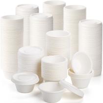 Copos Yesland de 50 ml de fibra de bagaço com tampas, 400 unidades para lanche Copos Yesland de 50 ml de fibra de bagaço com tampas, 400 unidades para lanche