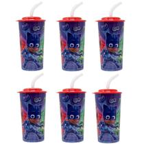 Copos Zak Designs PJ Masks reutilizáveis 473 ml com tampas e canudos x6 Copos Zak Designs PJ Masks reutilizáveis 473 ml com tampas e canudos x6