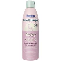 Coppertone Puro e Simples Baby Sunscreen Spray SPF 50, Protetor Solar Mineral de Óxido de Zinco para Bebês, Protetor Solar Infantil, Resistente à Água, Protetor Solar SPF 50 De Amplo Espectro, 5 Oz Spray Protetor Solar