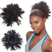Coque Afro Puff De Cabelo Humano Natural Aplique P Penteados