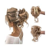 Coque Bagunçado Sintético Encaracolado Pedaço De Cabelo Desgrenhado Updo Extensões Clipe De Garra