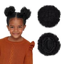 Coque de cabelo, afro puffs, rabo de cavalo com cordão e franja, preto x2 Coque de cabelo, afro puffs, rabo de cavalo com cordão e franja, preto x2